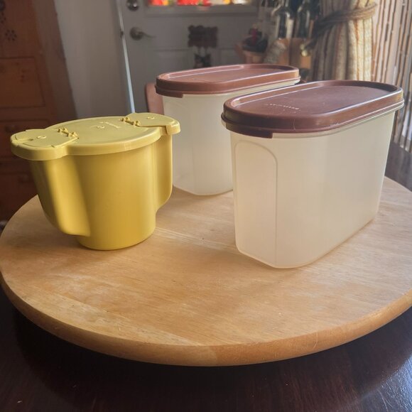 (VKC) Vintage Tupperware Modules & Tupperware Harvest Gold Sugar Container - Picture 1 of 11